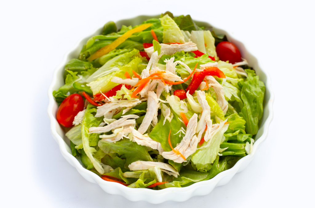 Cơm Gà Xé Rau Củ + Canh Bí Đỏ + Dưa Hấu